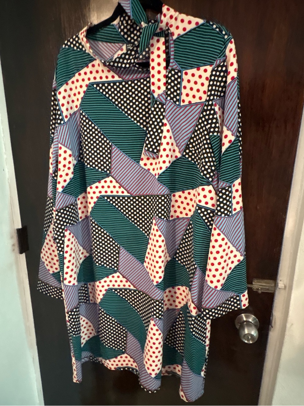 SHEIN Polka Dots and Stripes Geometric Long Sleeve Dress. Size 3XL.